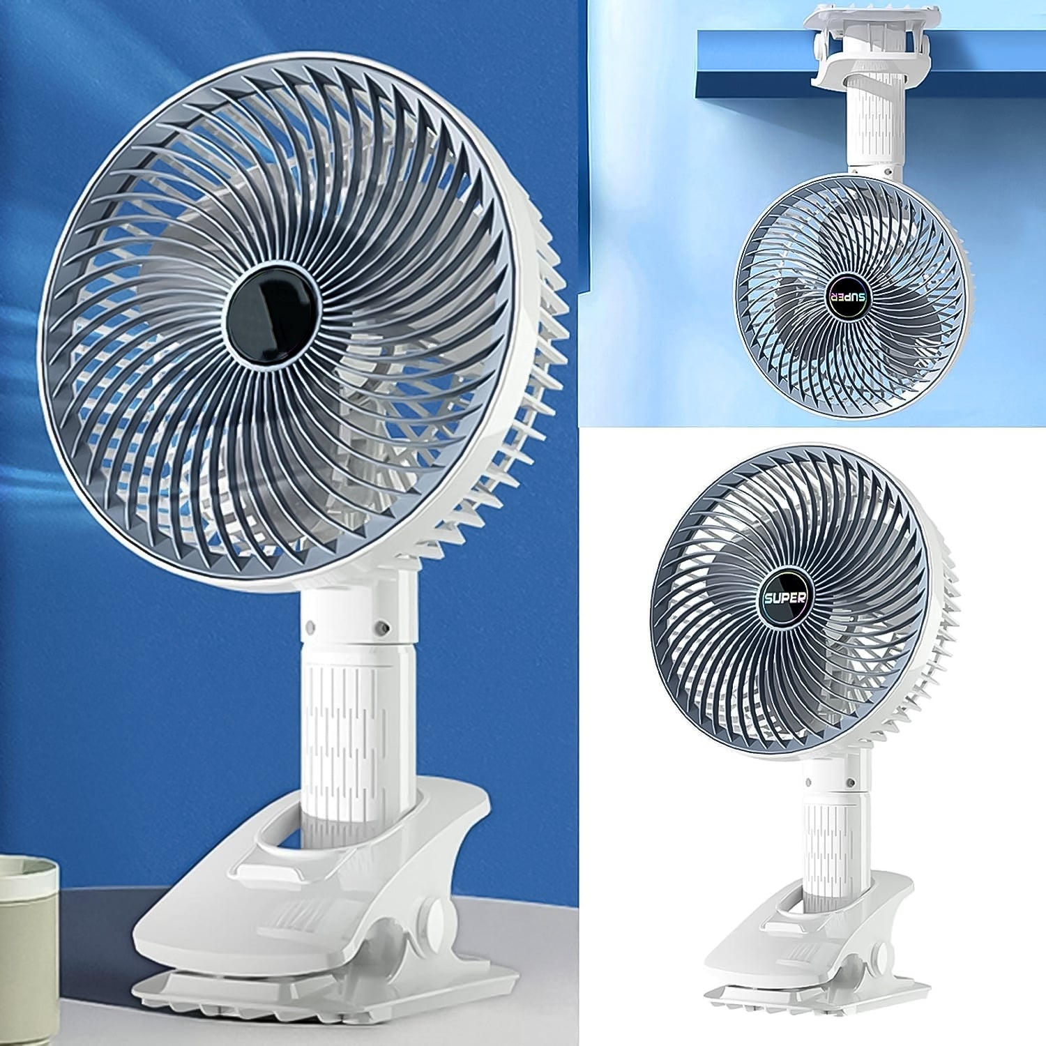 Multifunctional USB Desk Fan Clipped Fan (1 Pc / With Color Box) Multifunctional USB Desk Fan Clipped Fan (1 Pc / With Color Box)